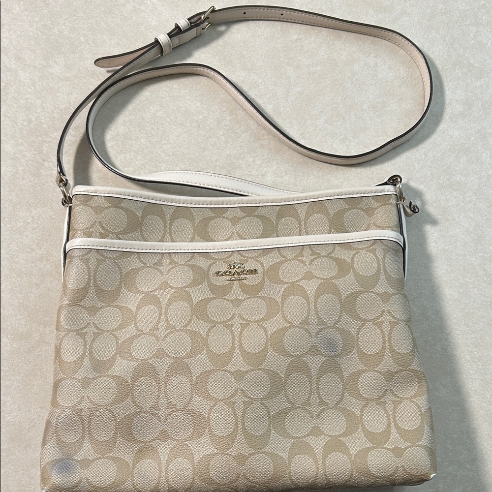 Coach Signature Beige Crossbody Bag